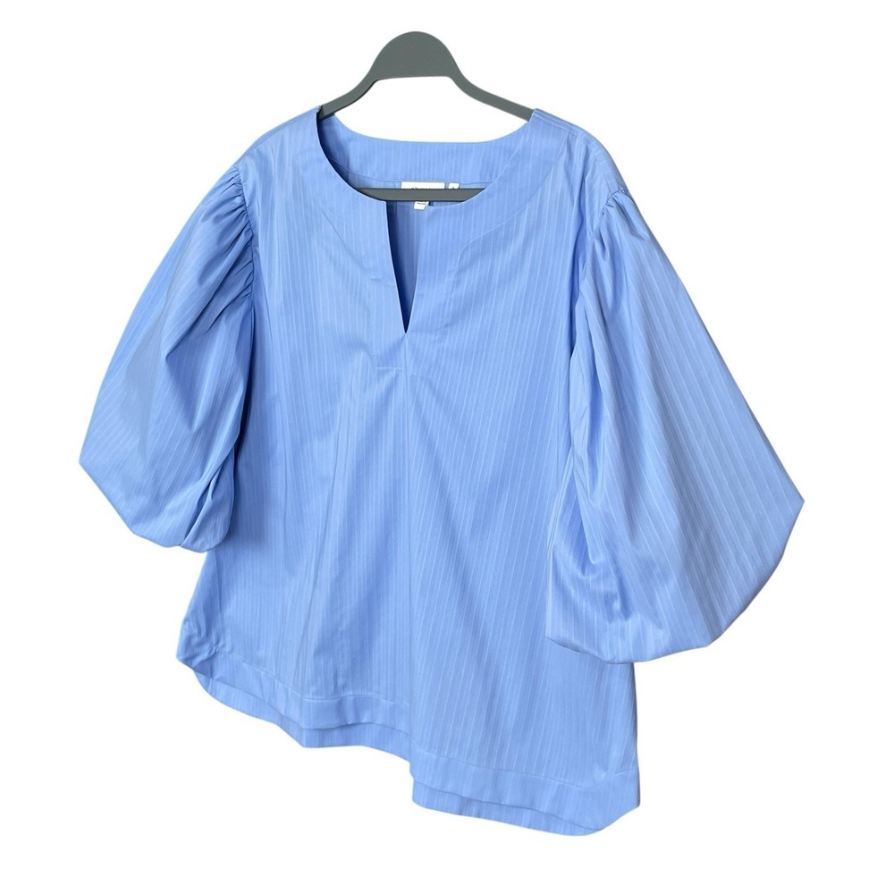 Chicos Dramatic Puff Sleeve Popover Split Neck To… - image 2